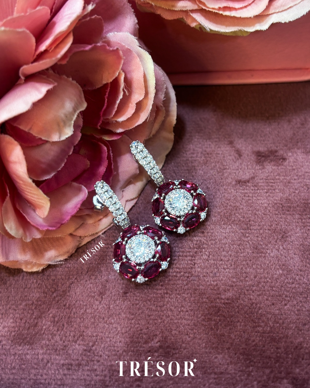 Pink Floral Earrings