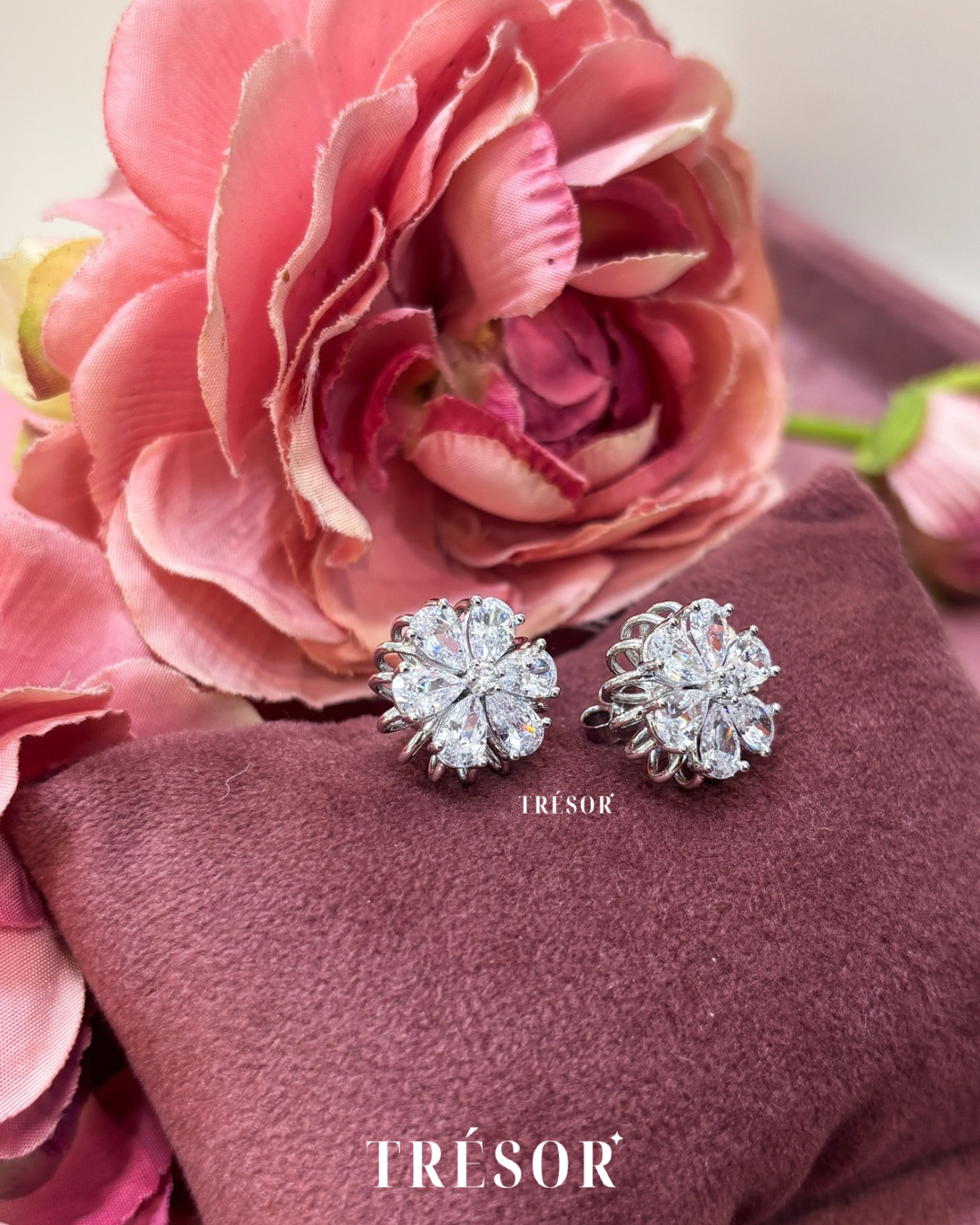 3D Flower Diamond Studs