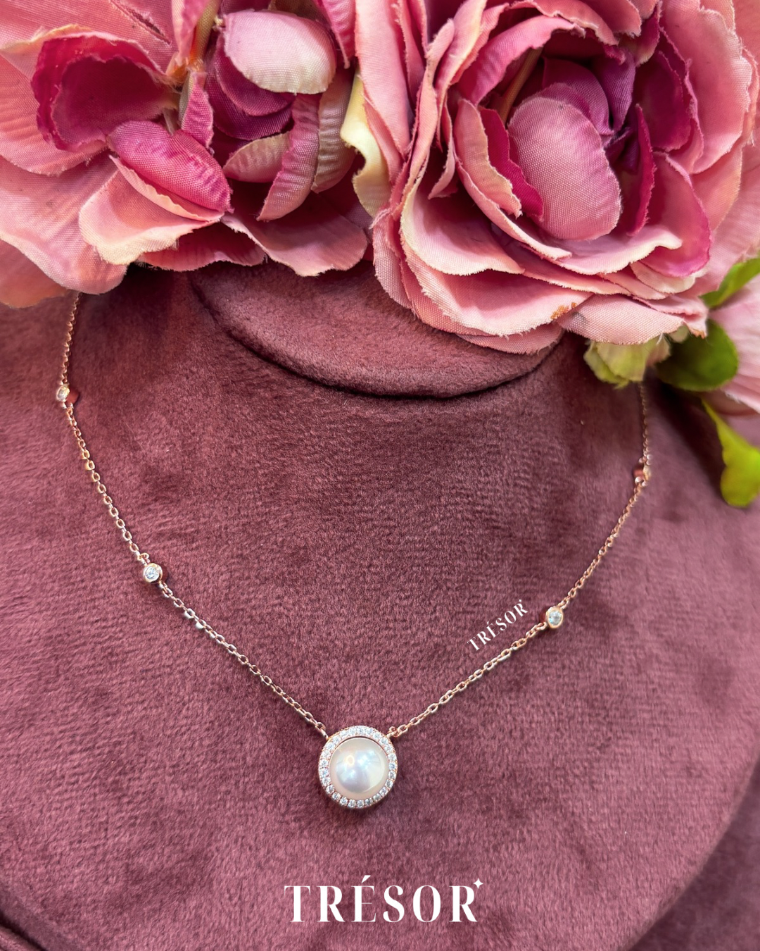 Halo Pearl & Micro Diamond Necklace
