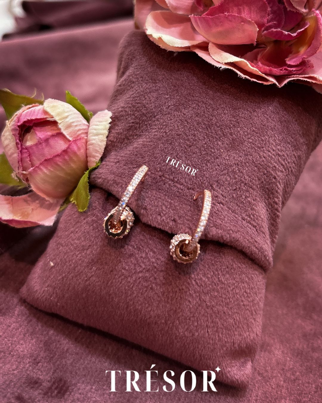 Studded Small Hoops With Open Circle Charms