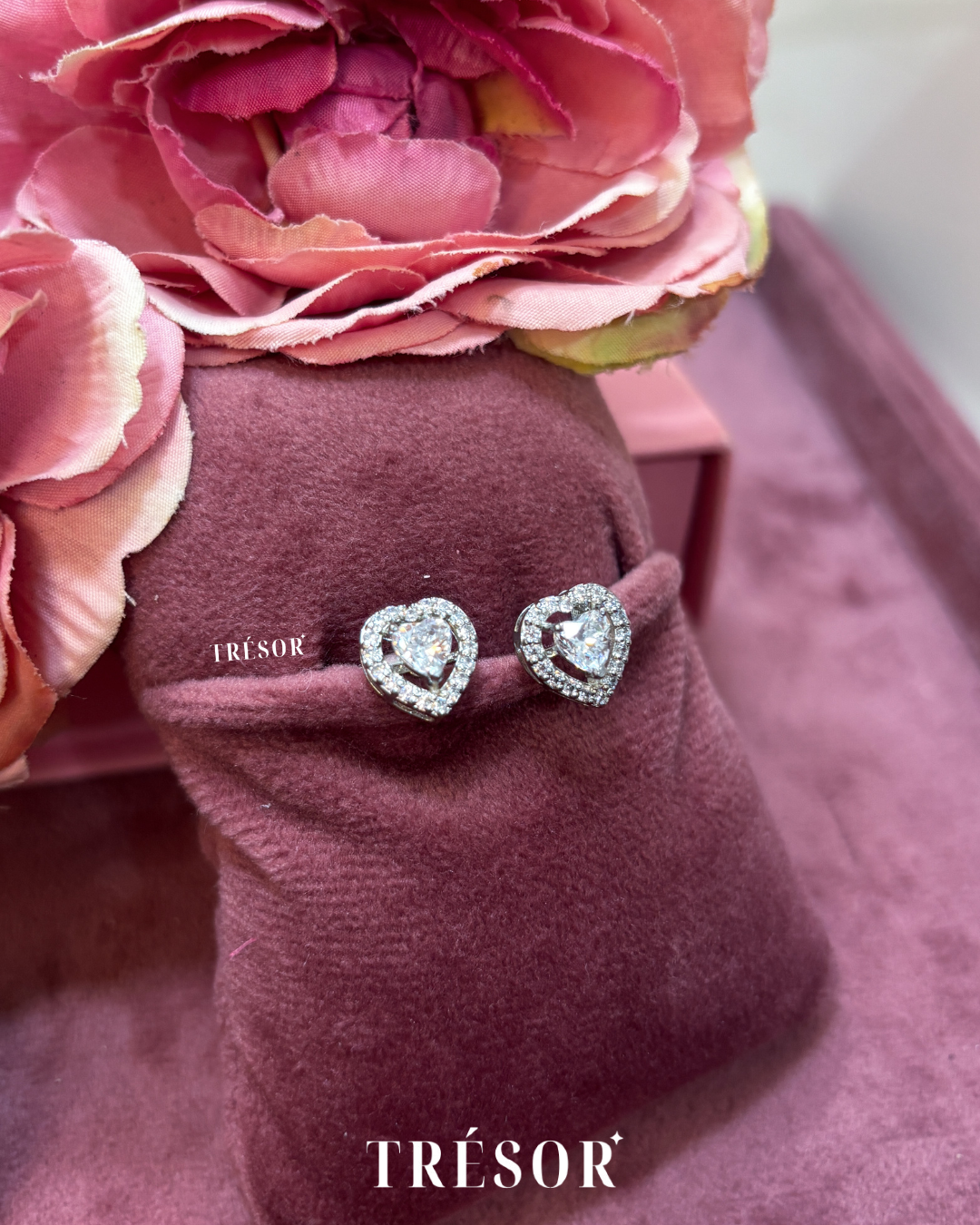 Big Halo Heart Studs