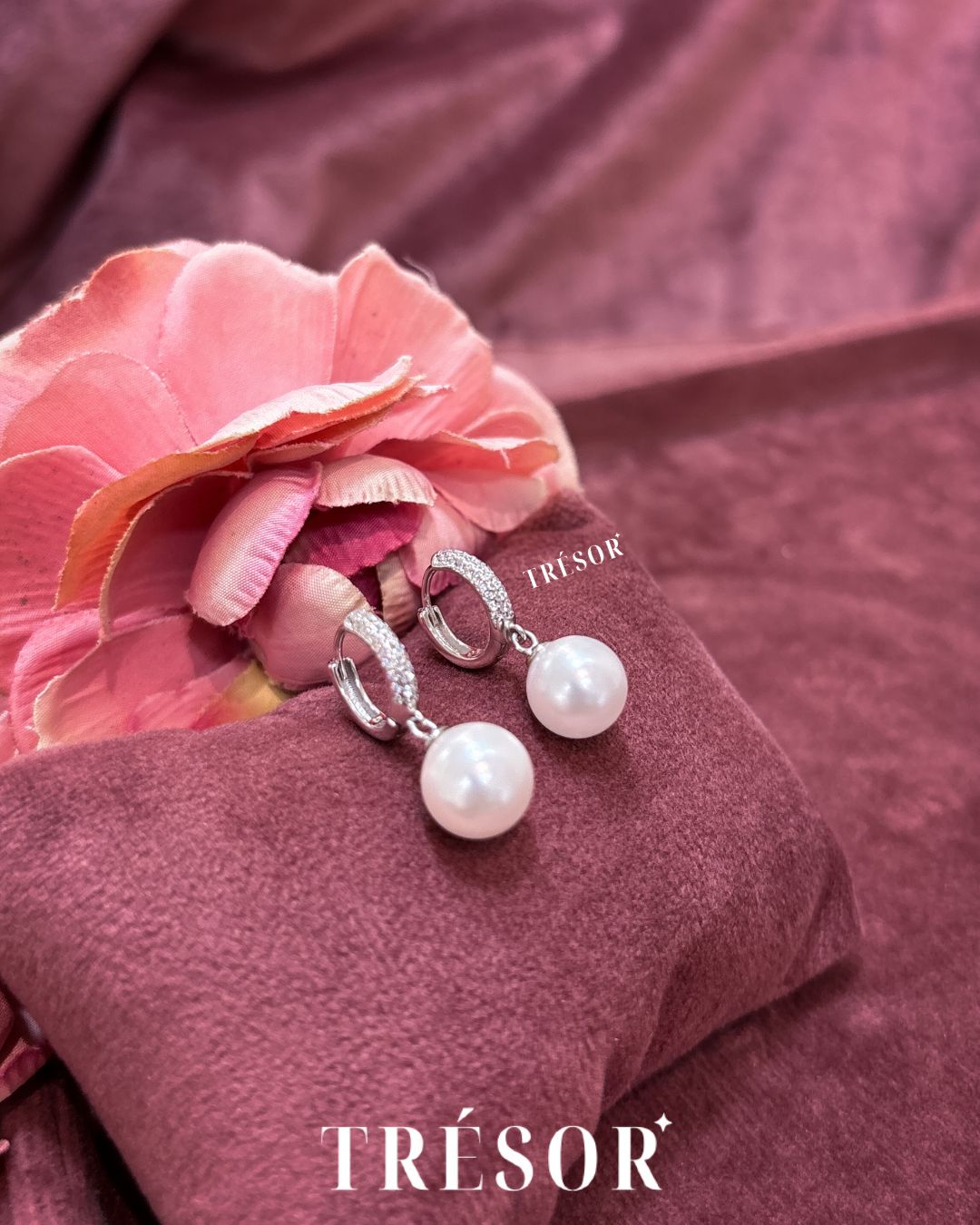 Big Pearl Charm Studded Hoops