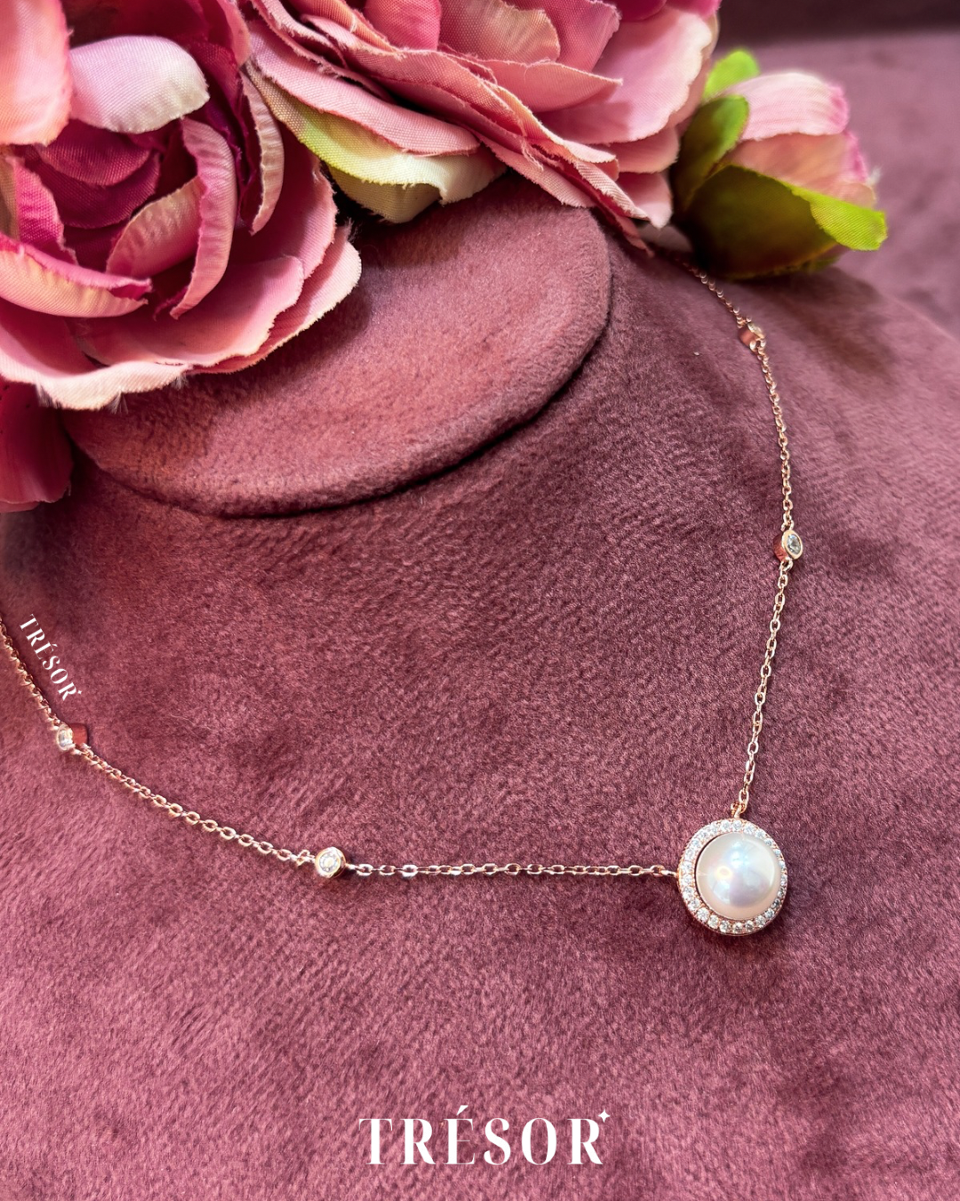 Halo Pearl & Micro Diamond Necklace