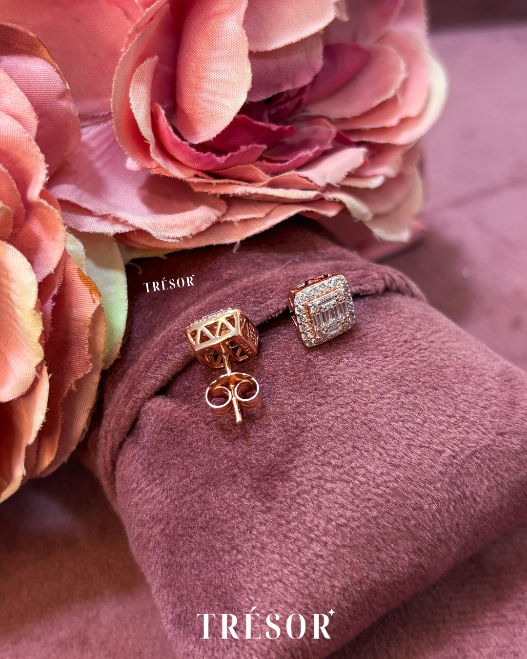 Baguette Small Square Studs