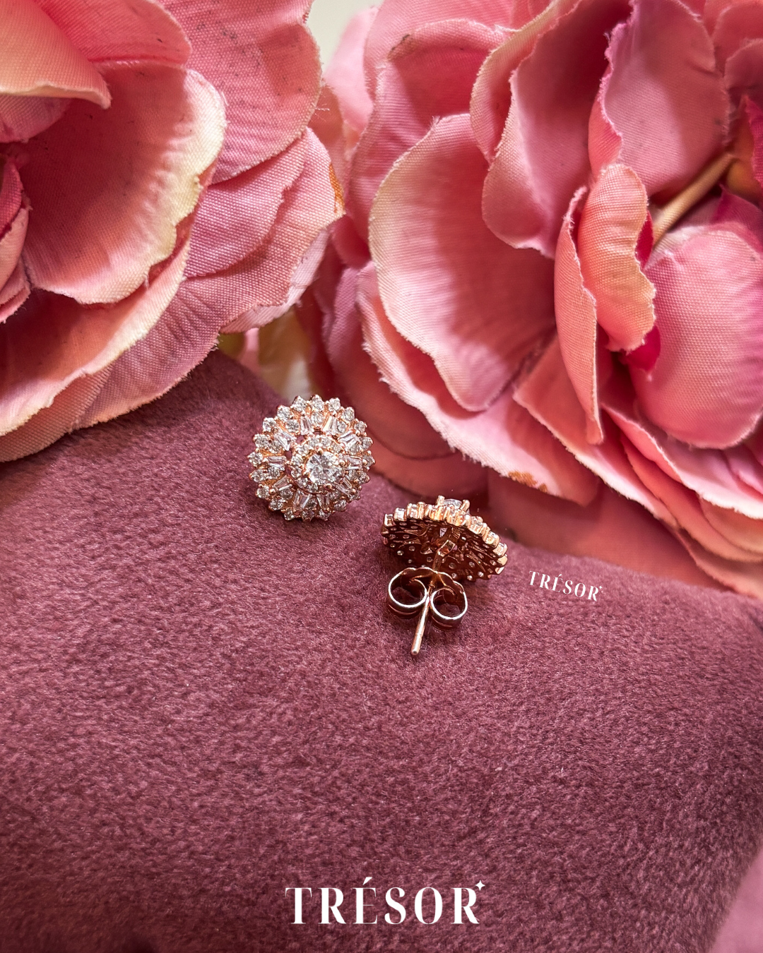 Round Studded Flower Studs