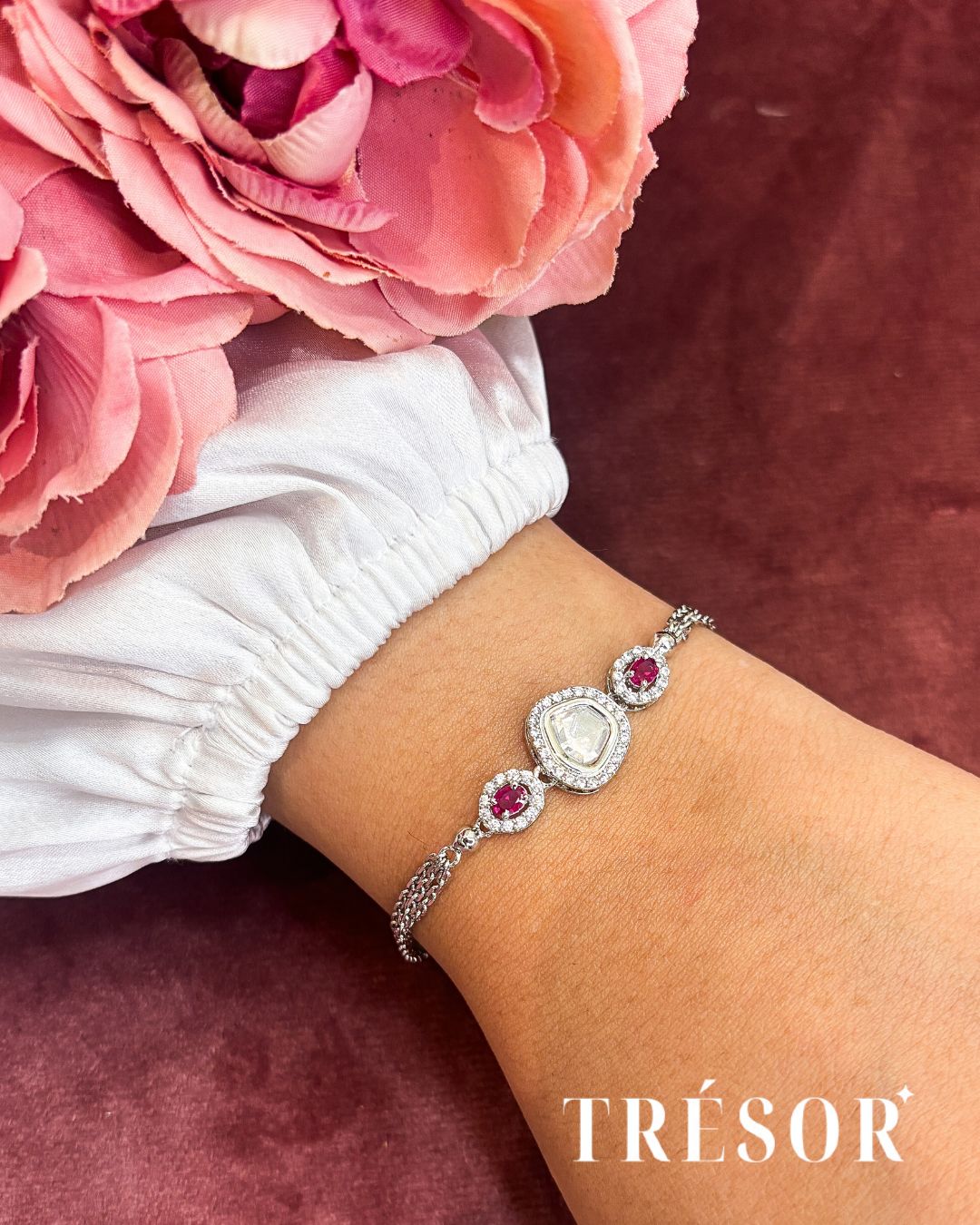 Uncut 2 Red Stones Bracelet