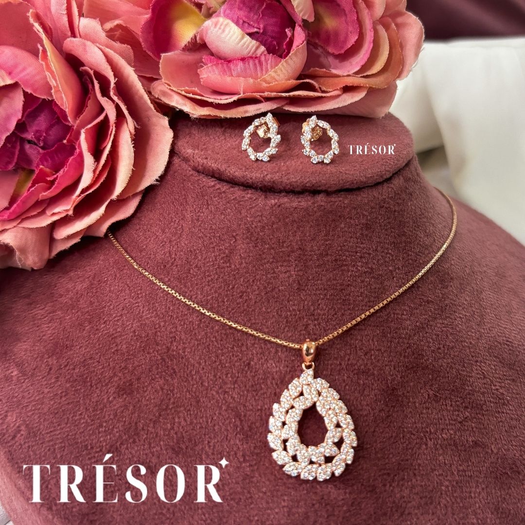 Big Double Line Drop Pendant Set