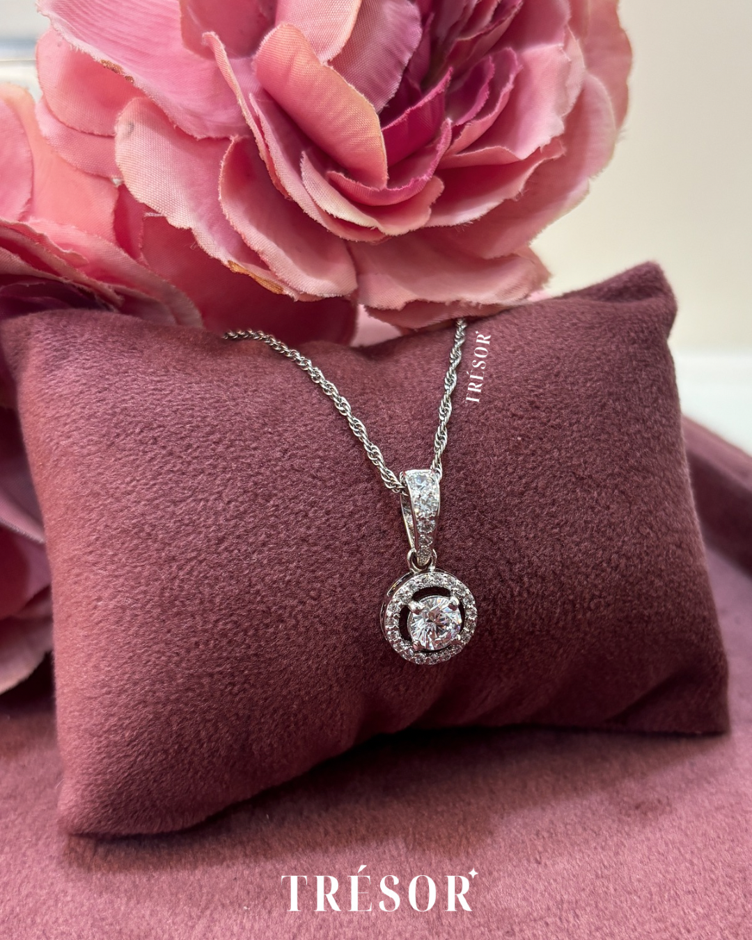 Halo Round With Loop Pendant Necklace