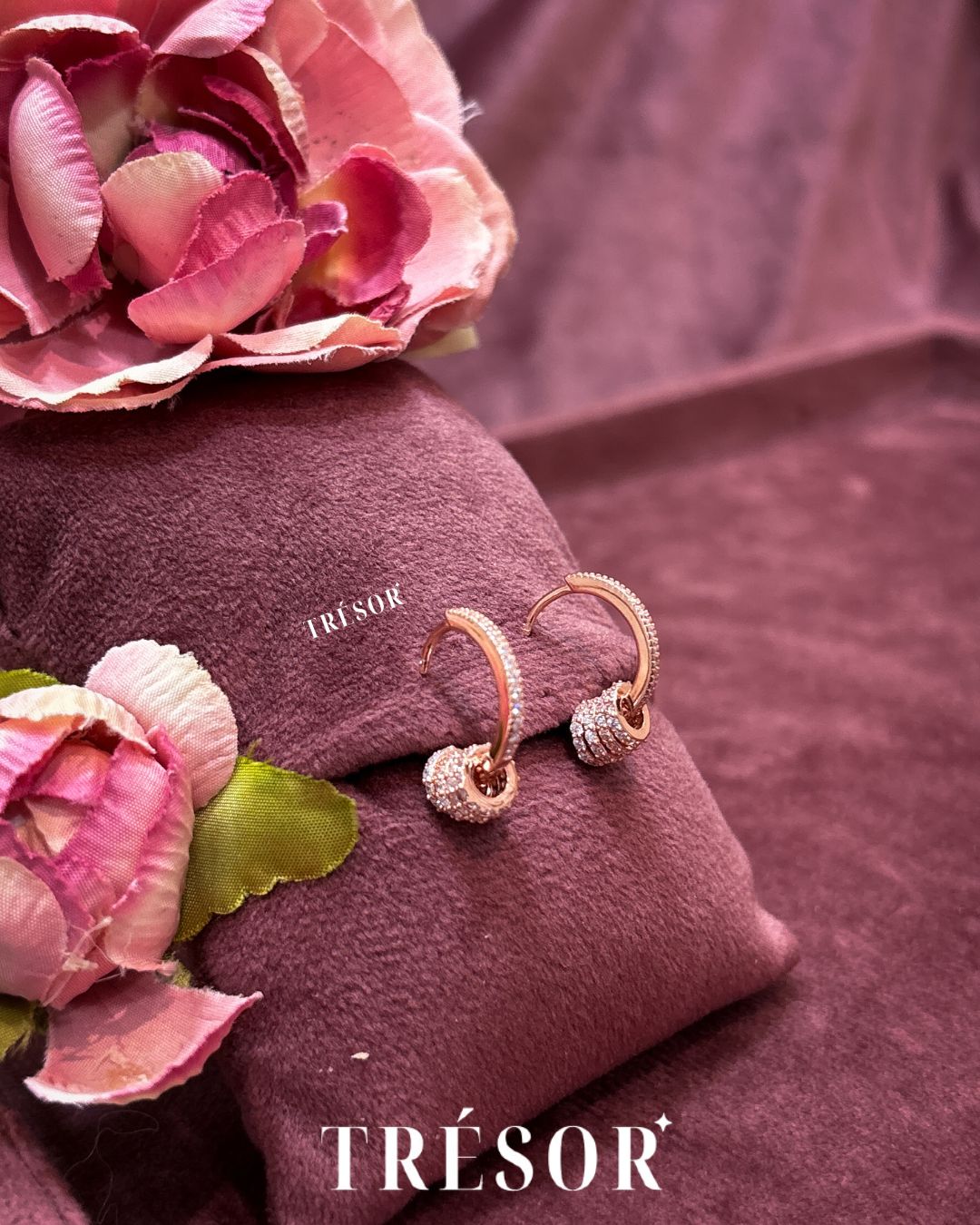 Studded Small Hoops With Open Circle Charms