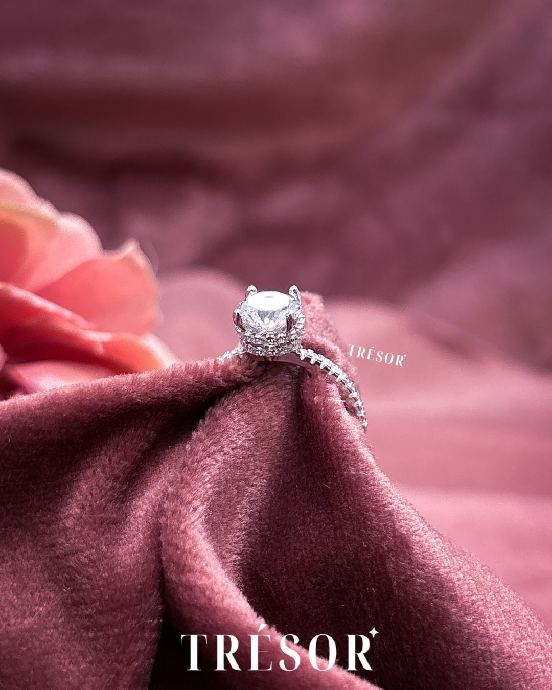 Studded Band & Big Solitaire Ring