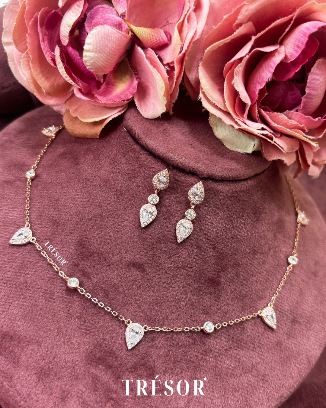 Down Drop & Micro Diamonds Pendant Set
