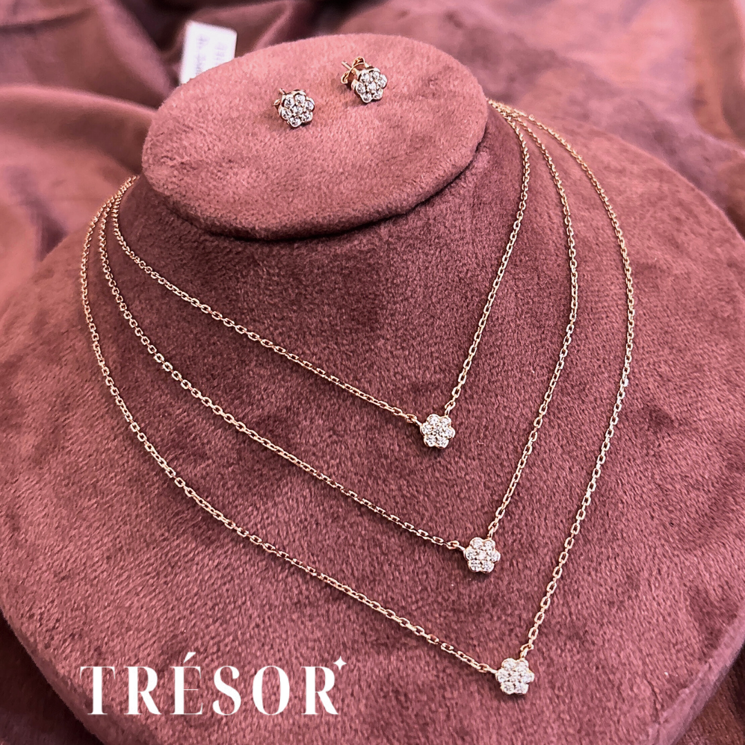 3 Layered Flower Pendant Set