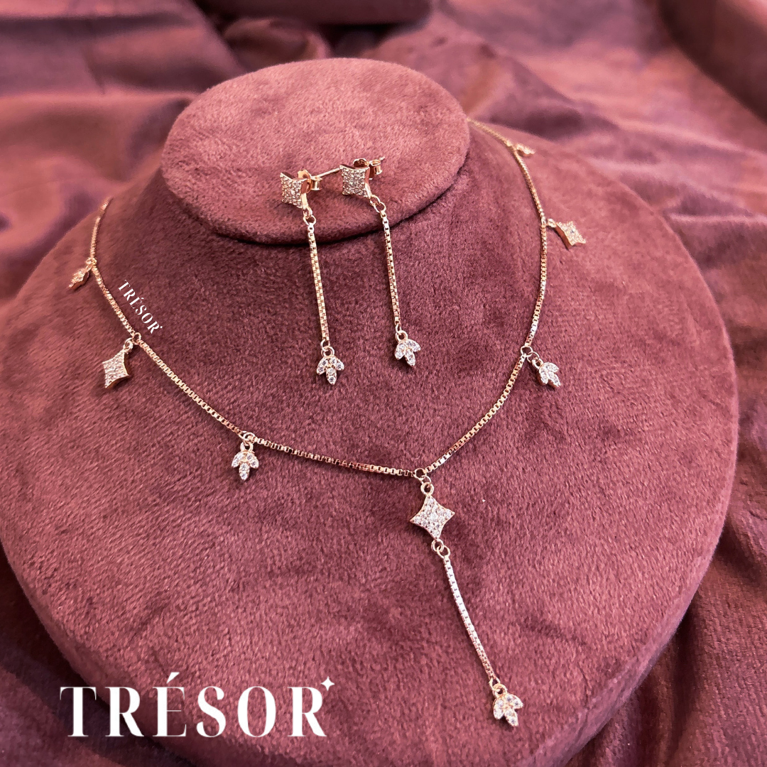 Bling & Leaves Charm Pendant Set