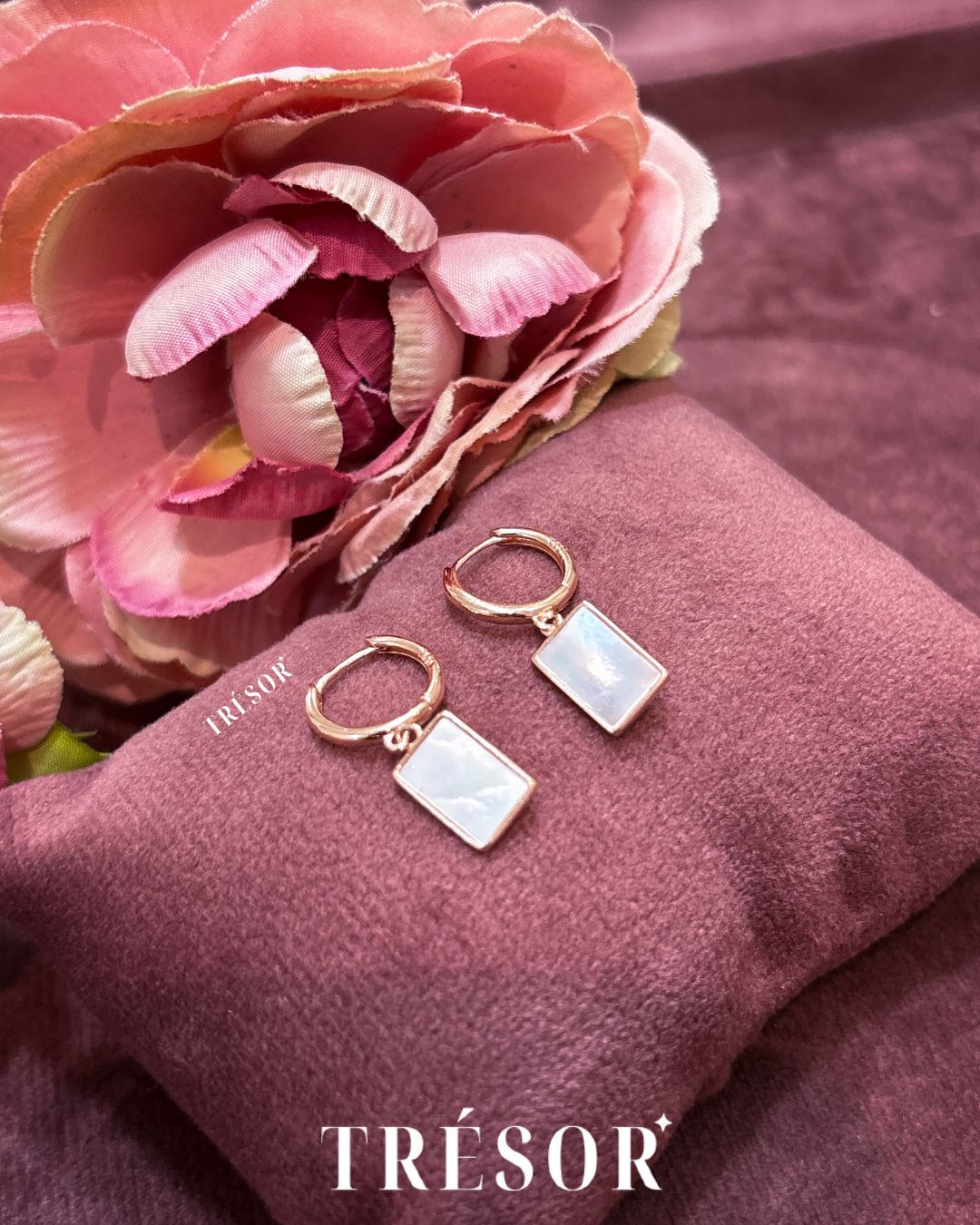 Rectangle Mother Of Pearl Hoops