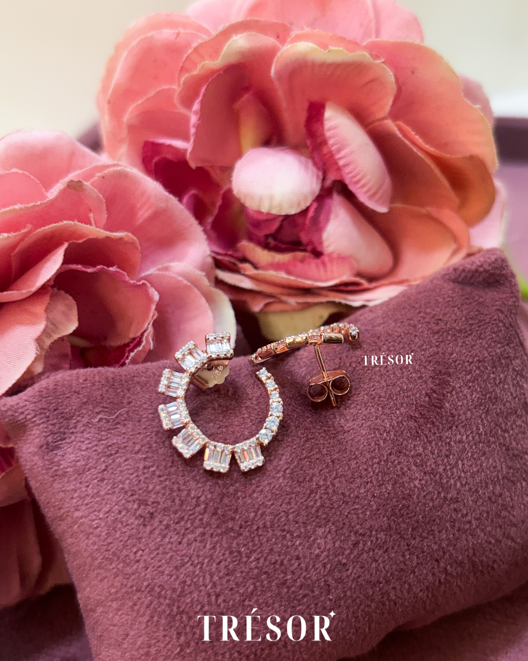 C Shape Baguette Earrings