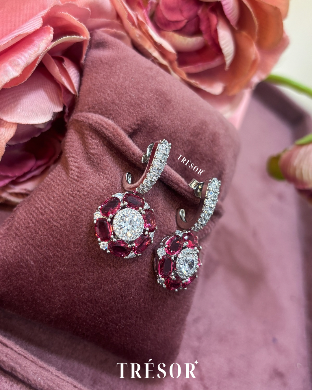 Pink Floral Earrings