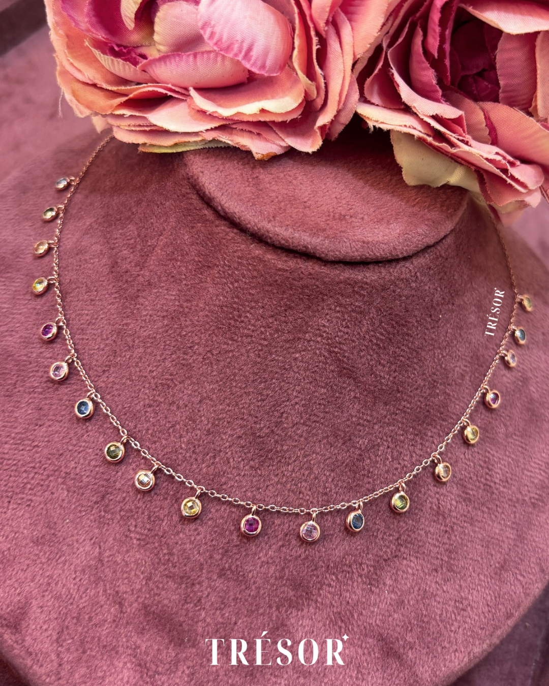 Multi Colour Micro Stones Charm Necklace