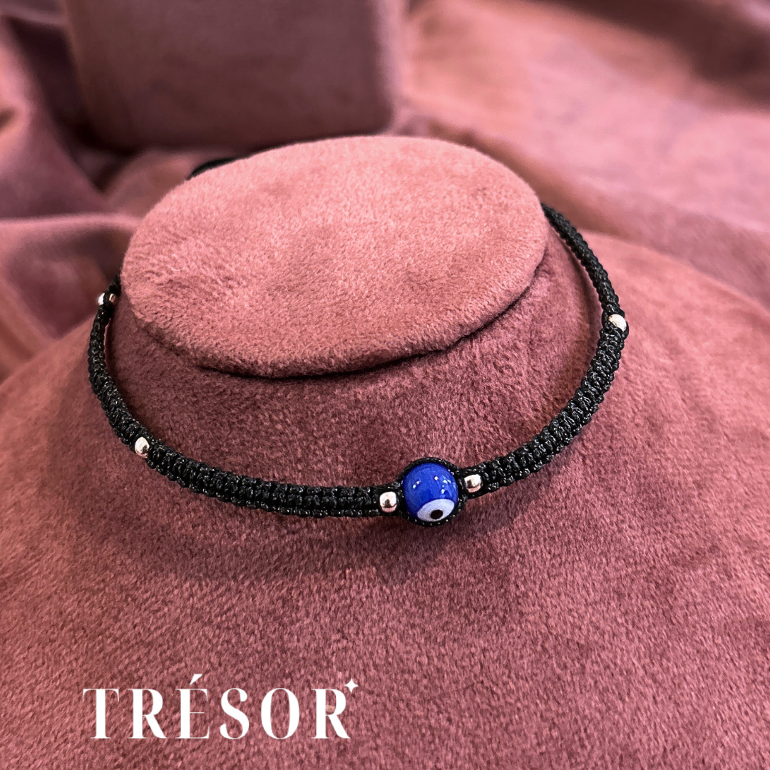 Adjustable Black Thread Evil Eye Anklet