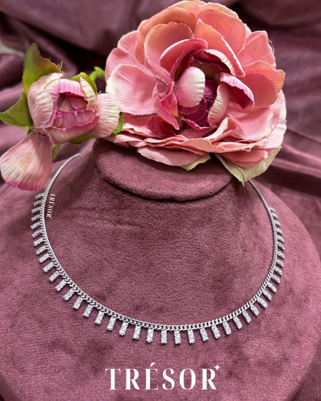 Rectangular Studded Charms Necklace