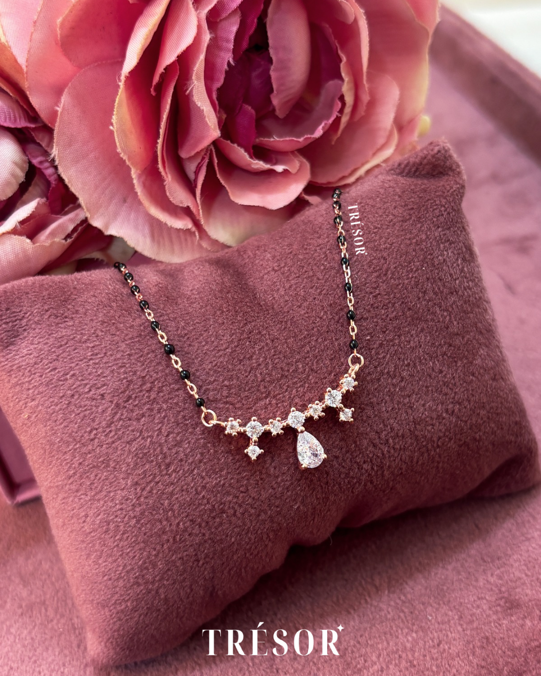 Dainty Diamond Line & Drop Mangalsutra