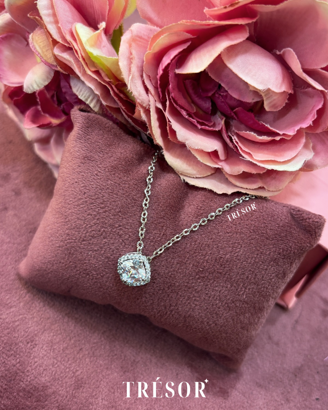 Halo Cushion Necklace