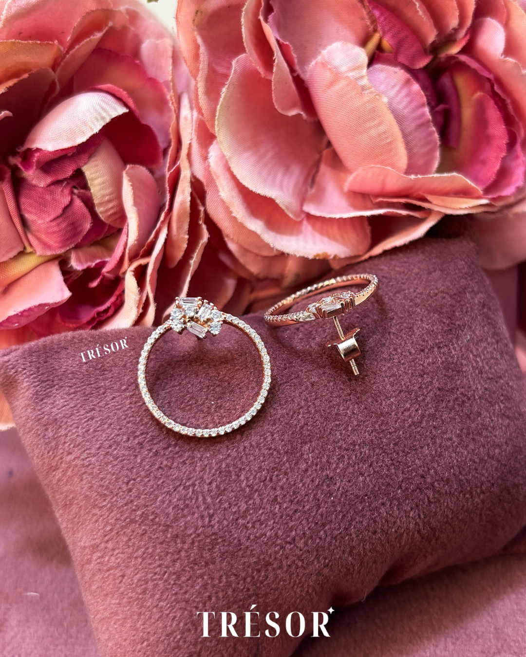 Big Open Circle & Baguette Earrings