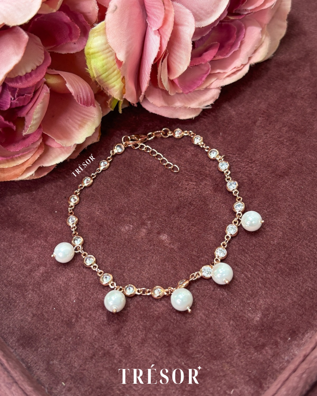 Diamonds & Pearls Charm Bracelet