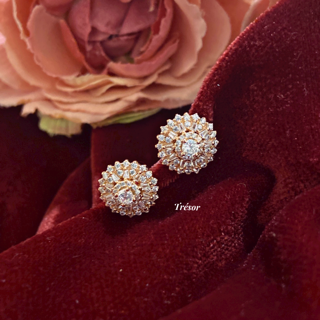 Round Studded Flower Studs