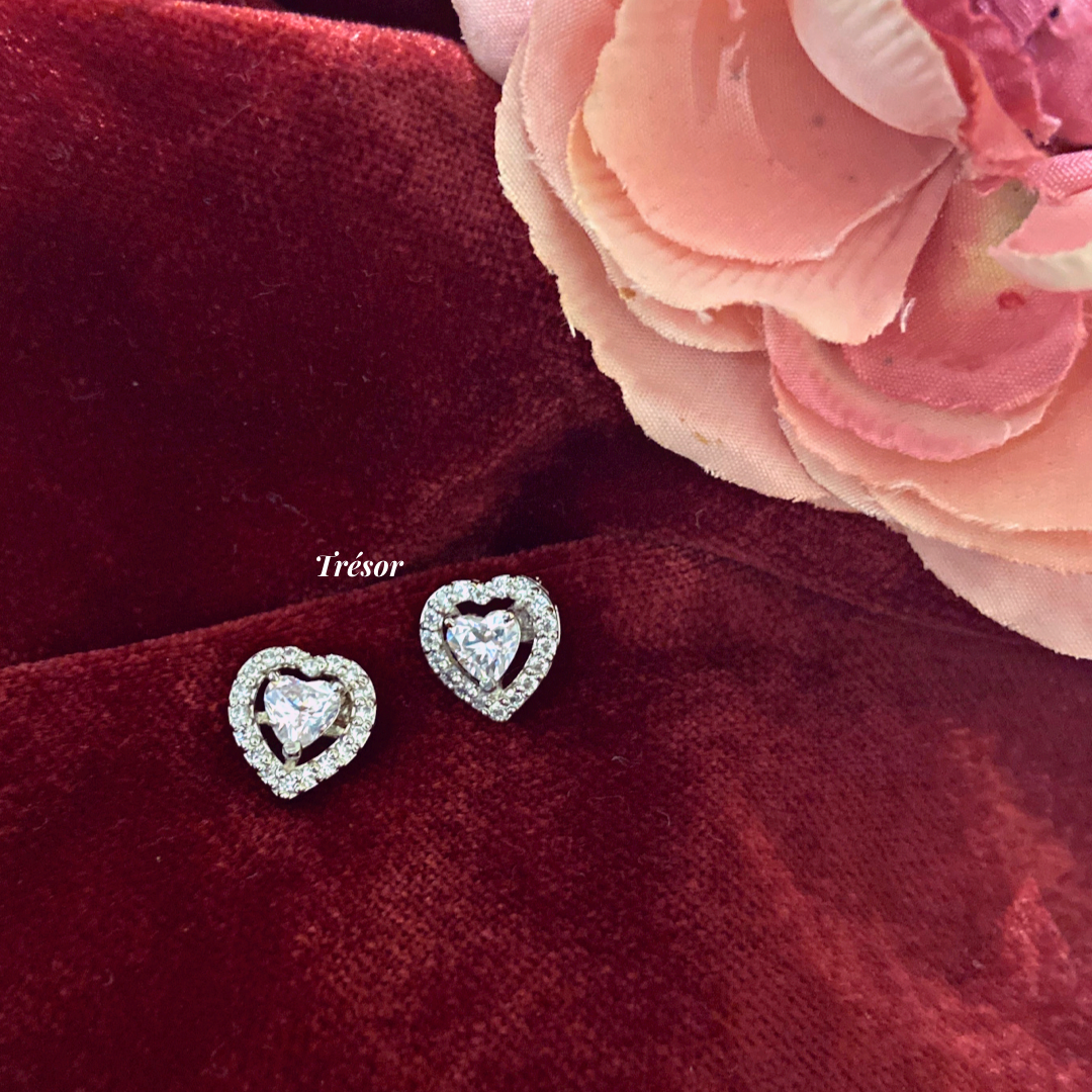 Big Halo Heart Studs