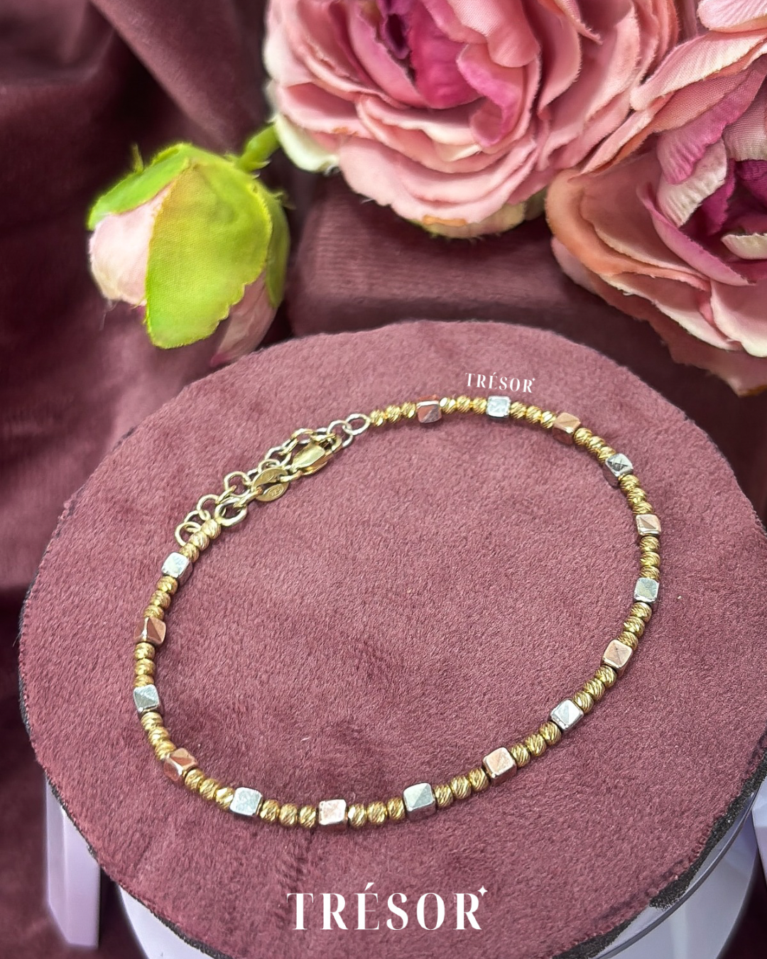 Italian 3 Tone Box Bracelet