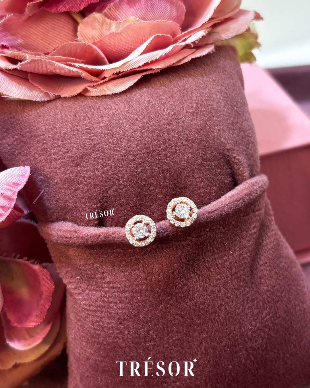 Dainty Small Round Halo Studs