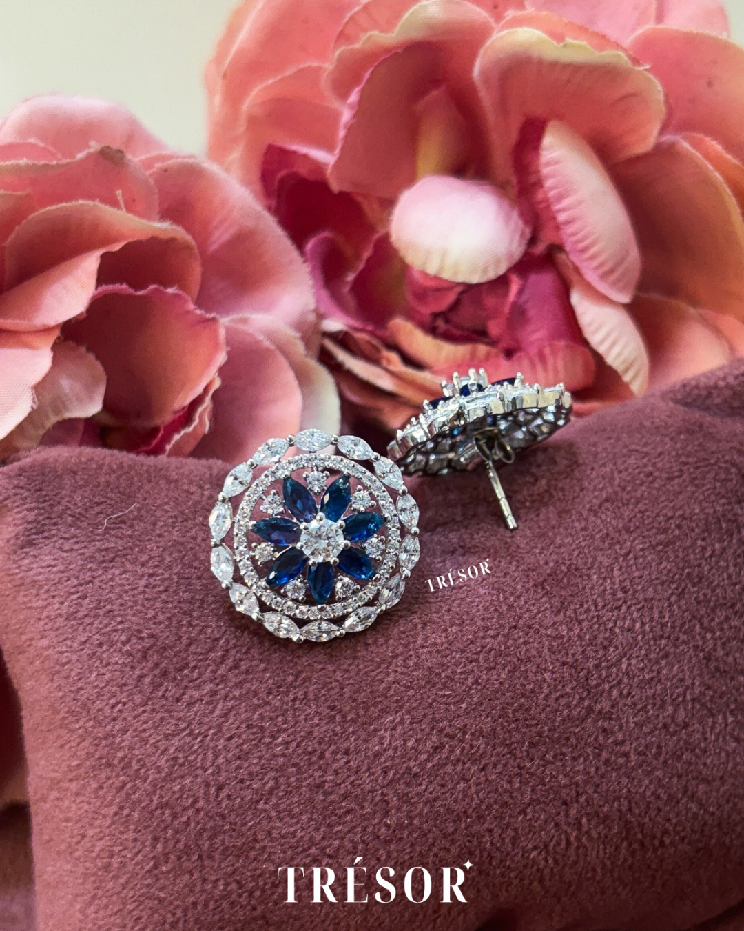 Blue Floral Studs