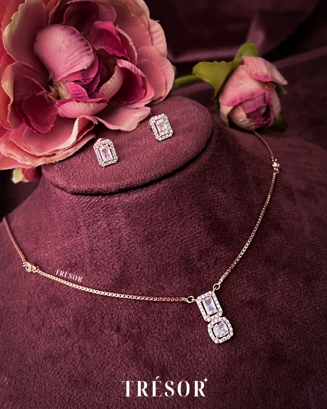 Halo Rectangle & Square Jewellery Set