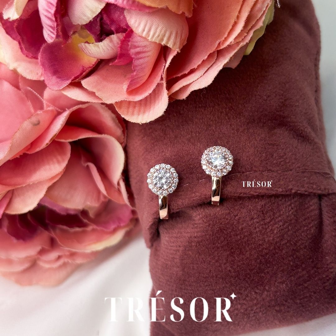 White Halo Round Earrings