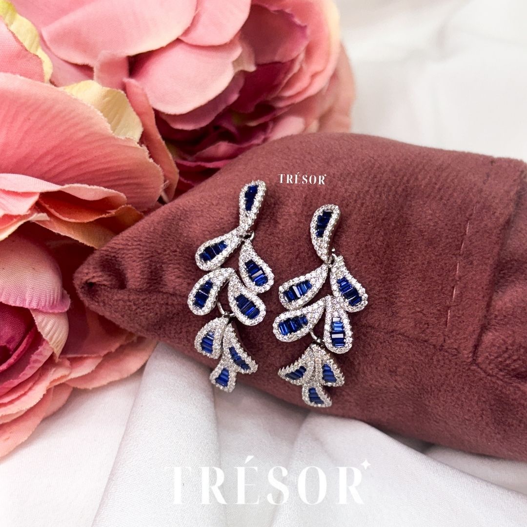 Blue Long Droplet Earrings