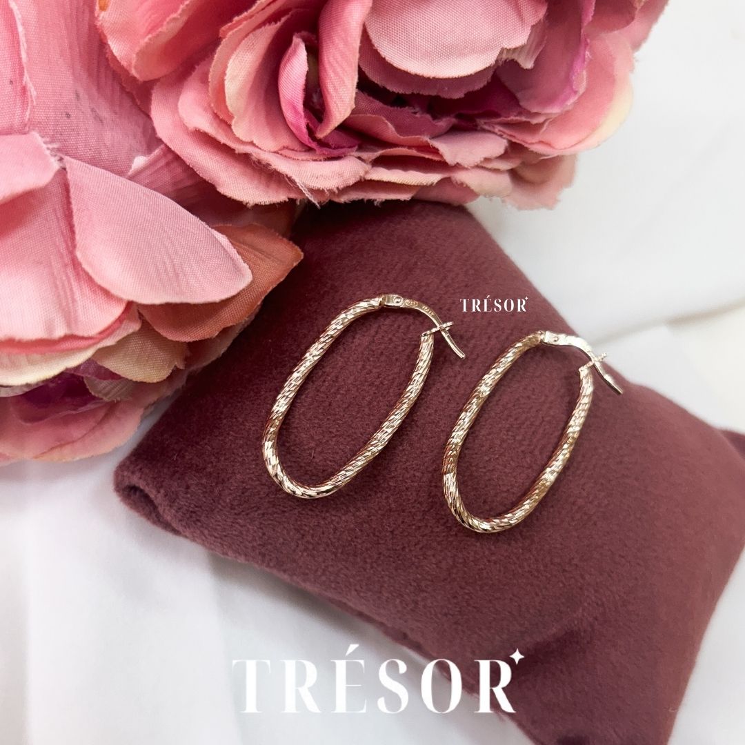 Italian Oval Twisted Hoops