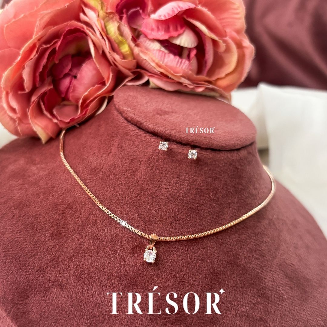Classic Dainty Solitaire Pendant Set