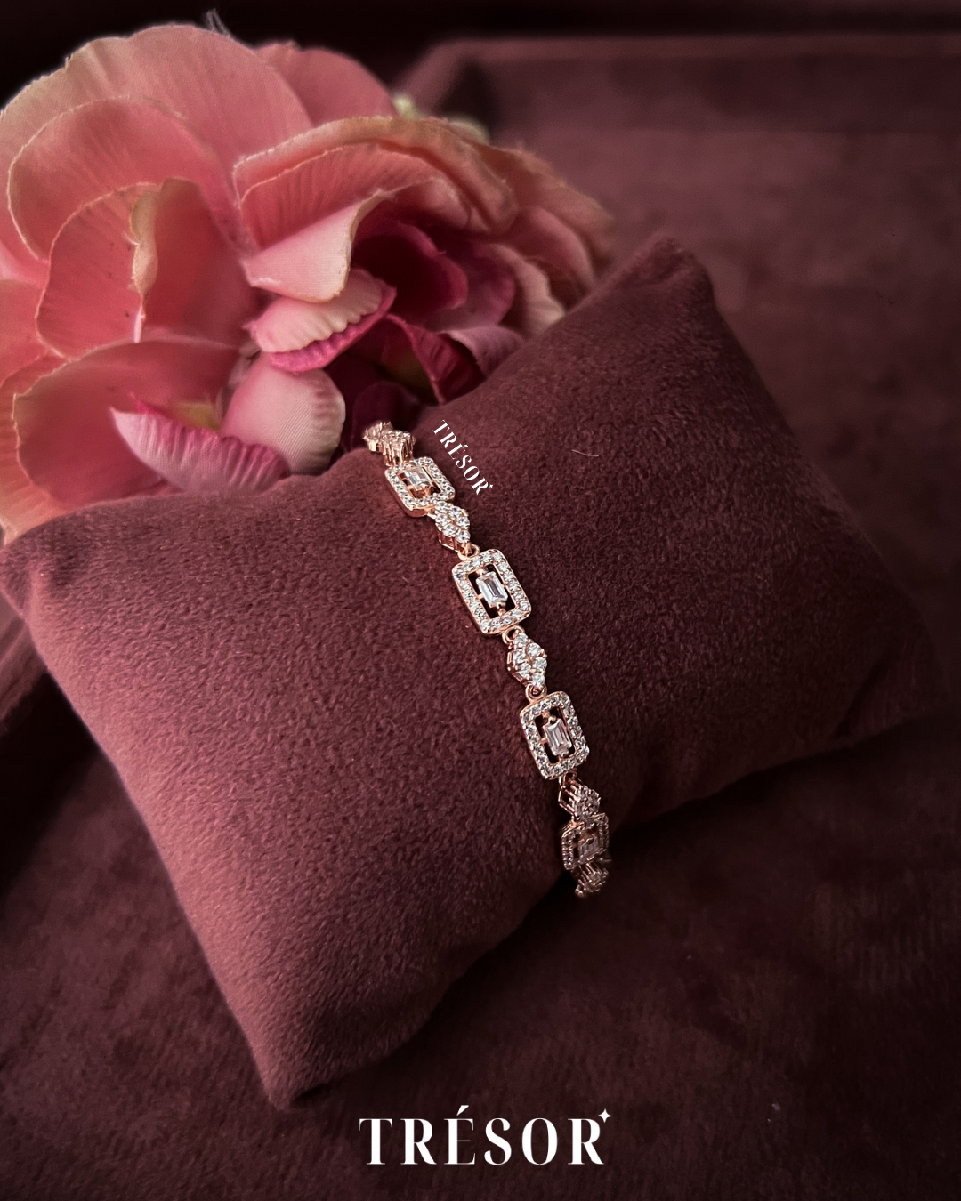 Rectangle & Diamond Tennis Bracelet