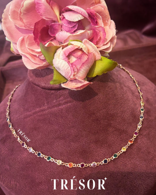 Multi Colour Round Stone Necklace