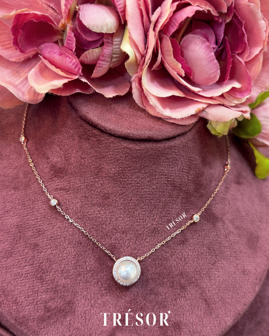 Halo Pearl & Micro Diamond Necklace