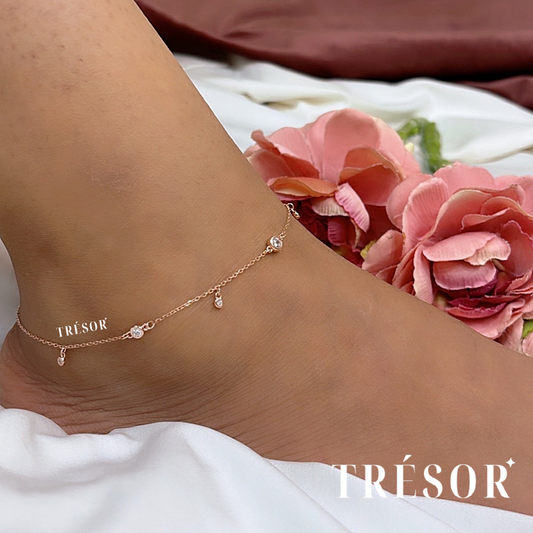 Micro Diamond Dangles & Big Diamonds Anklets