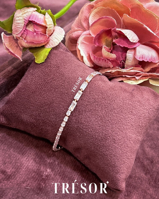 Half & Half Dainty Tennis Bracelet