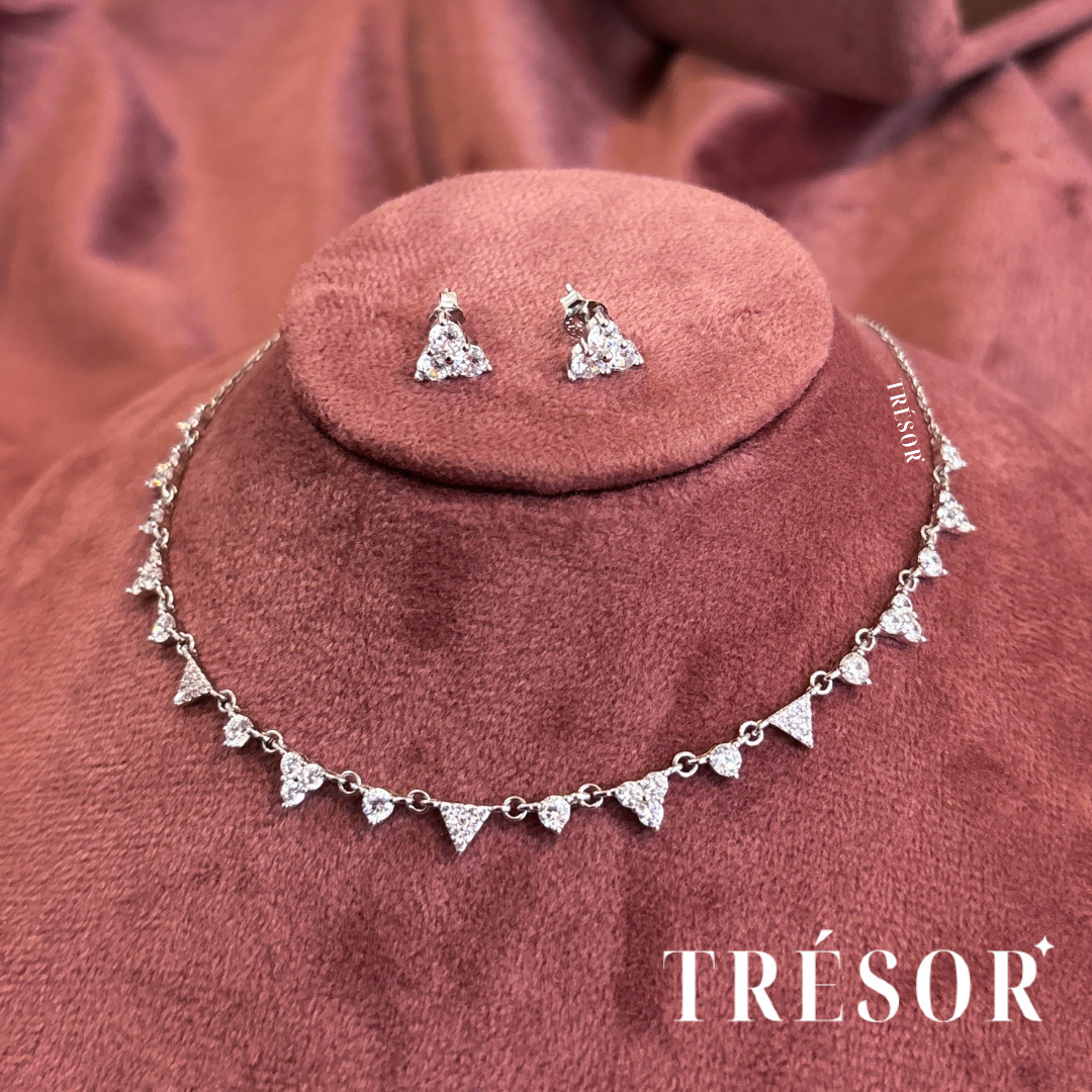 Triangle & Micro Diamonds Pendant Set
