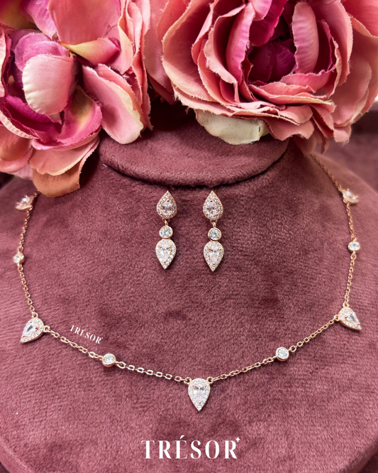 Down Drop & Micro Diamonds Pendant Set