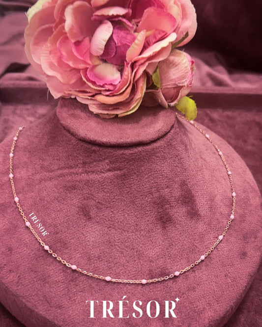 Pink Beaded Rose Gold Necklace