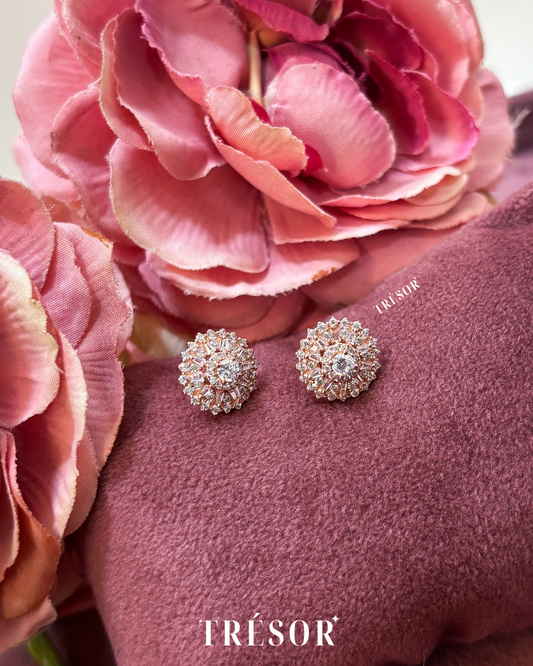 Round Studded Flower Studs