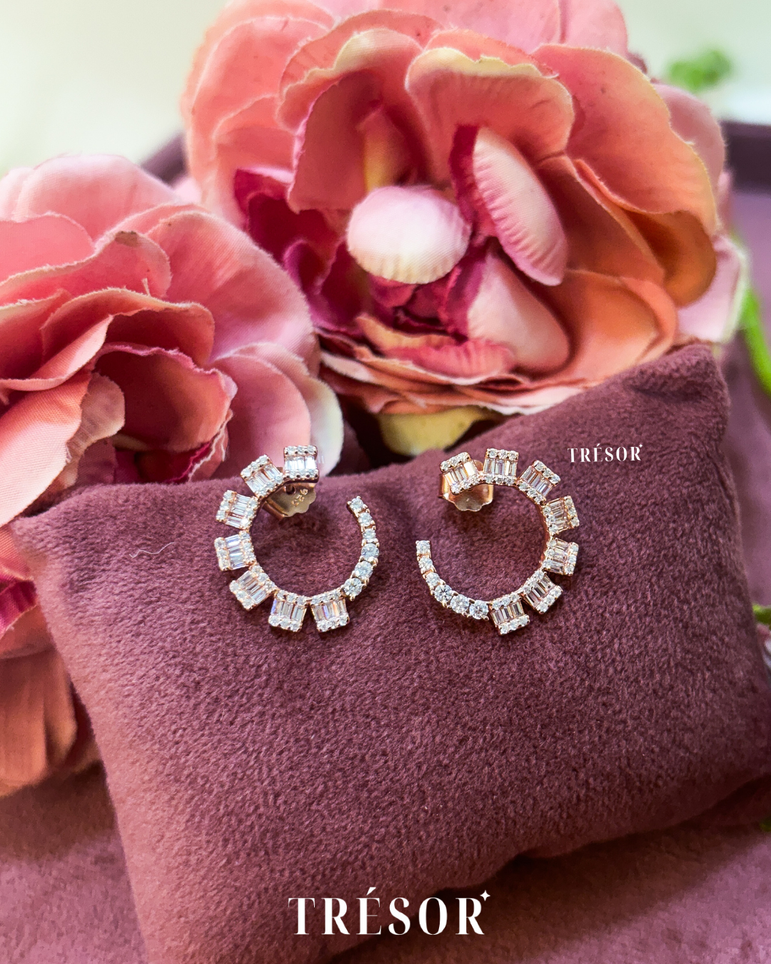 C Shape Baguette Earrings