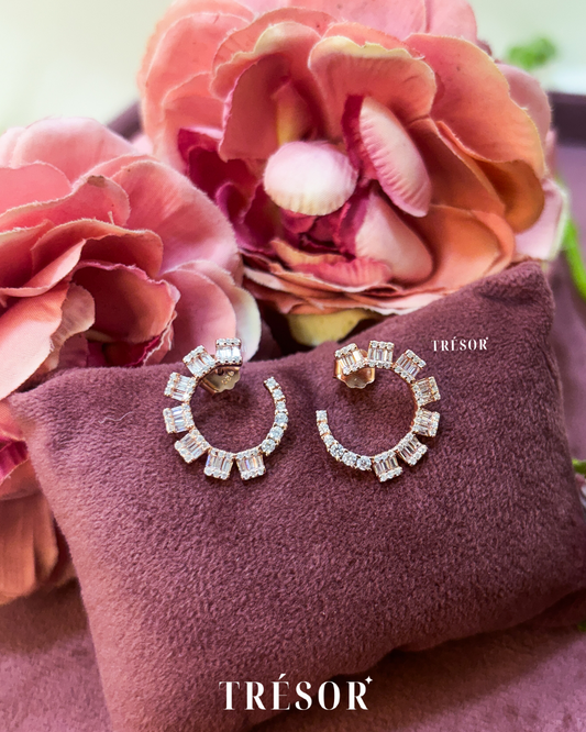 C Shape Baguette Earrings