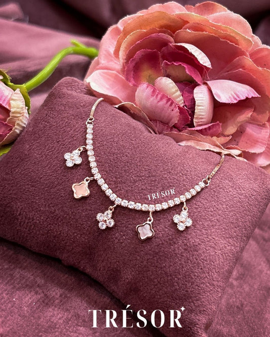 Clover MOP Charms Half Tennis Bracelet