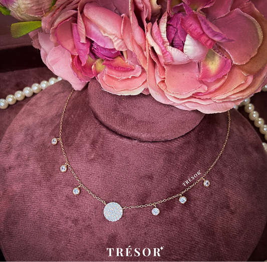 Big Center Round & Micro Diamond Necklace